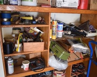 Paint, outdoor tools, tool boxes