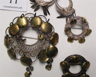 Norwegian 830 silver wedding pins and earrings