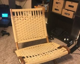 Pair of mid century walnut string chairs
