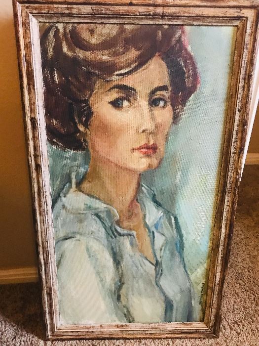 large and lovely original mid century self portrait