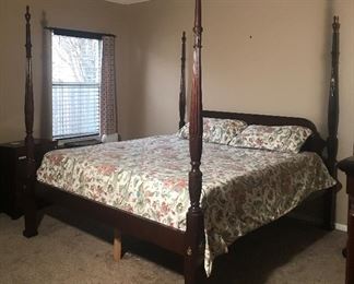 Mahogany king poster bed with memory foam mattress