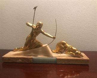 Onyx and gilt Bronze statue  Diana the Huntress