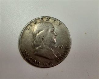 1951 Franklin silver half dollar