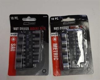 (2) Nut Driver Set 10 Piece 1/4  Hex Shank Steel - SAE and Metric
