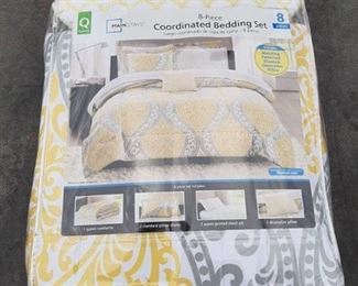 Mainstays Queen Size Yellow Damask Bedding Bed-In-A-Bag