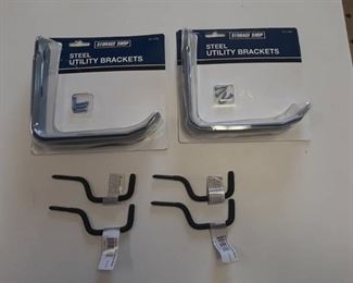 (2) Utility Hooks Bracket Steel 2-pack and (4) Screw-in Accessory Hooks