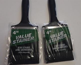 Lot of 2 - 4" Value Stain brushes -100% Polyester-stains/varnishes-indoor/outdoor-new