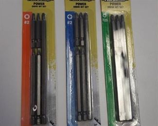 (3) Performax 5 Piece Drive Bit Set - Star T25, Square #2, and Phillips #2