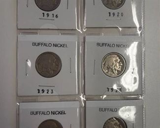 Card of 6 Buffalo nickels