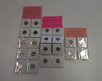 3 cards or coins - westward journey Nickels, brilliant uncirculated Roosevelt dimes and proof set of coins