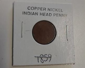 1859 copper nickel Indian Head penny