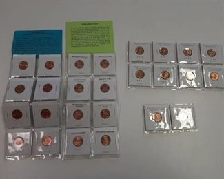4 cards of pennies and medallions