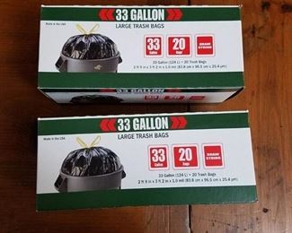 two packages of 33-gallon large trash bags - 20 count each