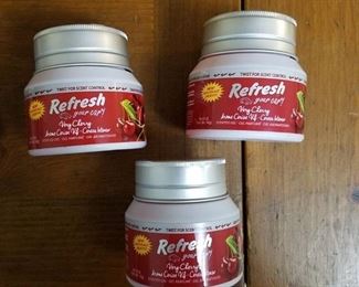 Lot Of (3) Refresh Your Car Gel Jars Very Cherry Scent 5 Oz
