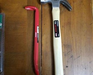 16 oz claw hammer and 11 in double end nail puller