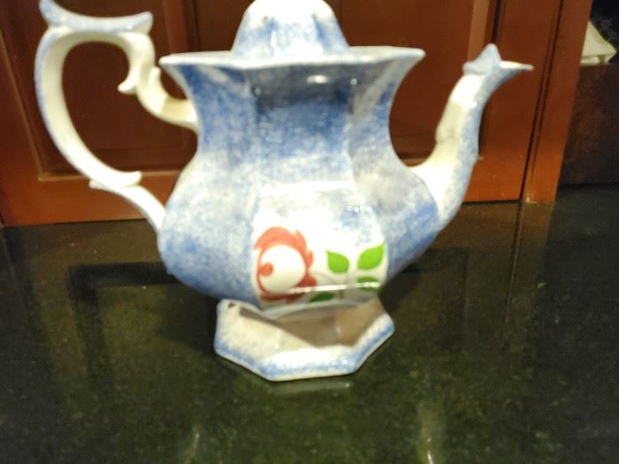 Early Spatterware Coffee Pot