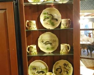 Rare set of Higgins & Seiter Rabbit mugs & plates. Early 1900's.