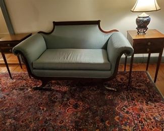 Elegant Curved Arm footed Sette.