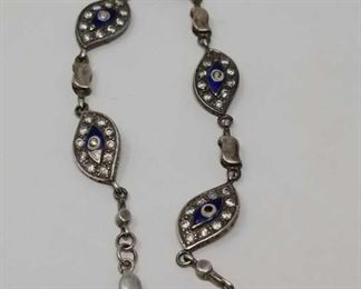 sterling bracelet with blue and white stones