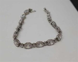 Sterling silver bracelet with white stones