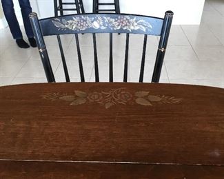 Hitchcock drop leaf table with  4 chairs and Nourison 100% wool rug