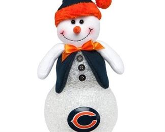 Chicago Bears LightUp Tabletop Snowman plus team dish gloves