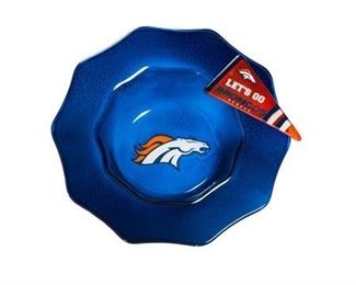 Denver Broncos Glass Dip Bowl with Charm
