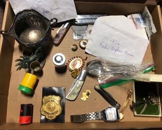badges coins jewelry watches knives