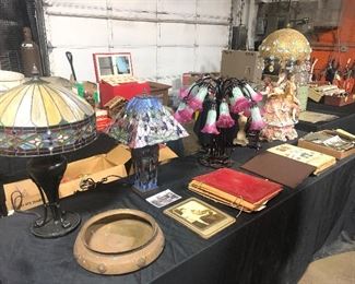 antique photography  scrapbooks and stained glass lamps