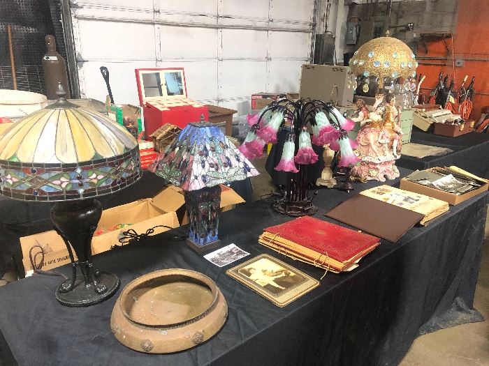 antique photography  scrapbooks and stained glass lamps