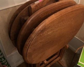 snack tray set oak