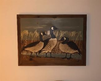 wood geese carved wall art