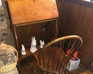 antique oak slim profile desk