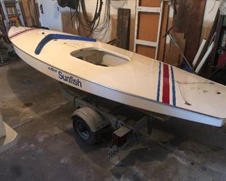 1982 sunfish boat with trailer and sail