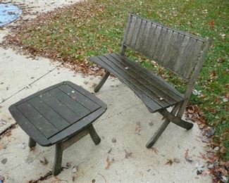 Wood Table & Bench $25.00