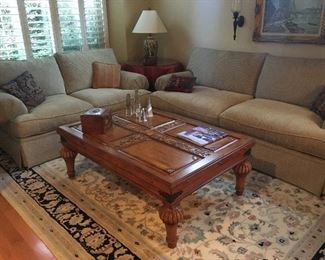 Living room Sofa, Love Seat, Coffee Table, Oriental Rug
