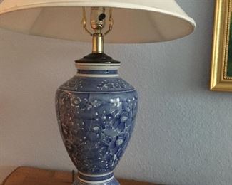 There a pair of these lovely Blue Porcelain Lamps. 