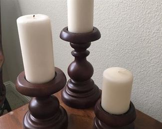 Turned Wood Candle Sticks