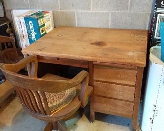 Antique Oak Desk/Chair