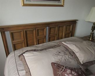Queen bed with matching dresser and mirror, chest of drawers and side table from Lammerts
