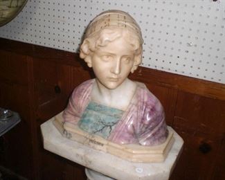 lg. 3 color marble bust titled Mignon
