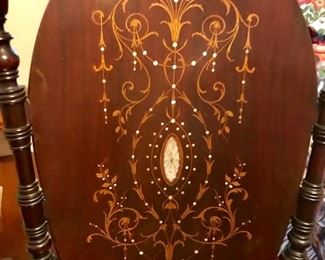 Inlaid mother of pearl mahogany rocking chair