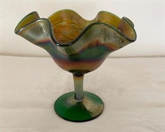 Green & Gold carnival compote dish