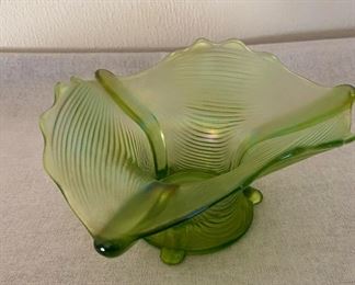 Northwood green & gold candy dish