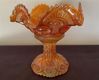 Forever Amber carnival serving dish with pedestal