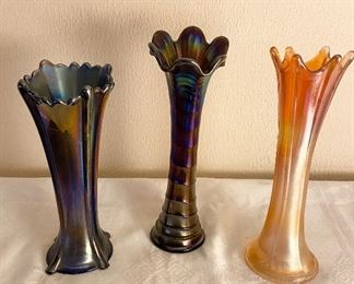 Carnival glass vases