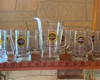 General Motors "130 club" glass pitcher & mugs set