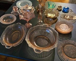 Pink depression glass ware