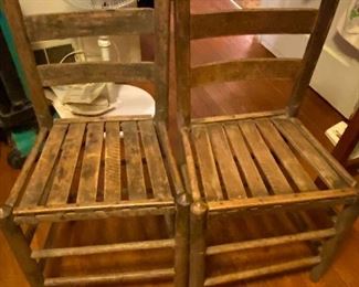 Very old primitive chairs.