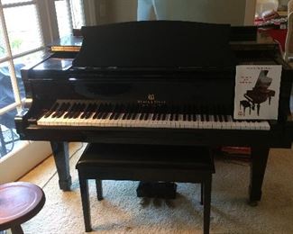 Story and Clark Prelude Baby Grand Piano with QRS Pianomation, CD player & more in polished ebony with matching bench
